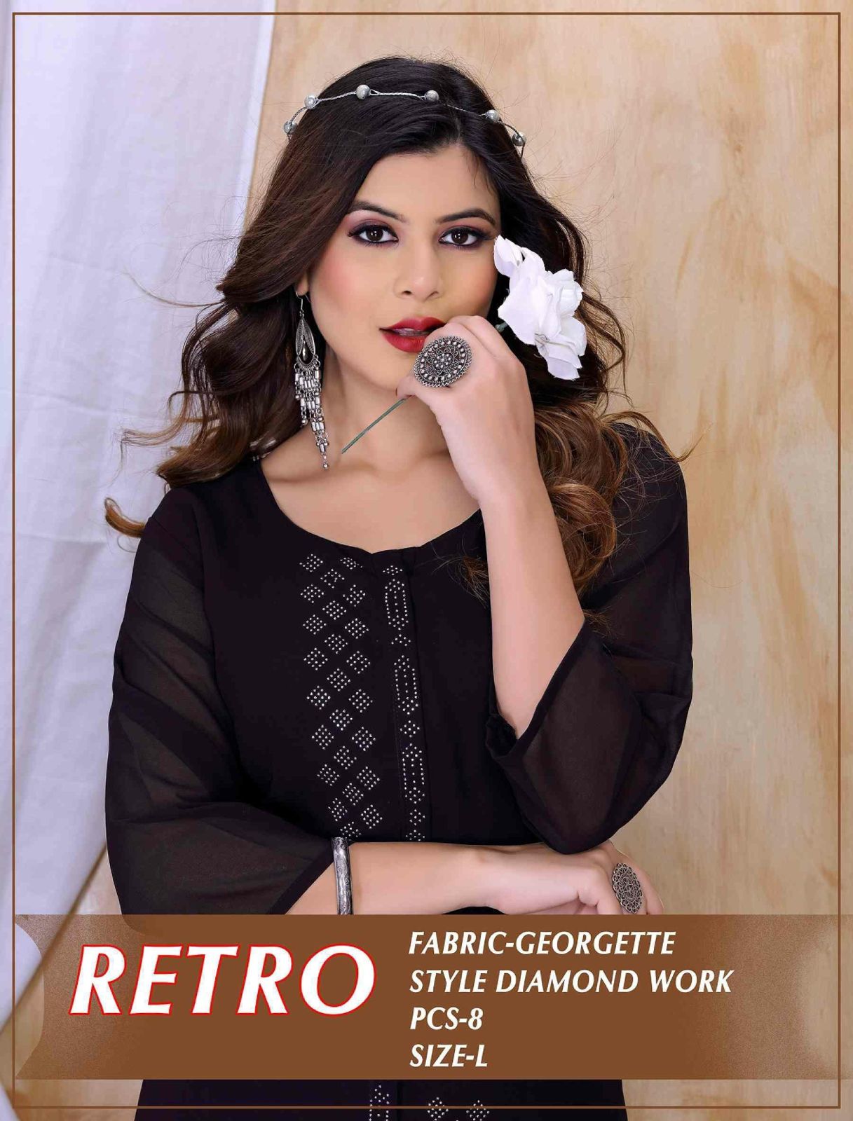 Beauty Queen Retro Ethnic Wear Georgette Wholesale Kurti Collection